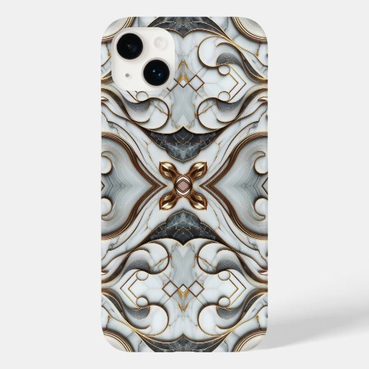 ローズゴールド ホワイトマーブル 高級感あふれるゴージャスデザイン Case-Mate iPhoneケース (裏面)