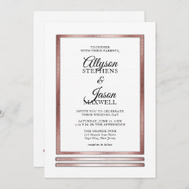 ローズゴールド |ホワイトモダンシンプルウェディング 招待状
