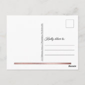 ローズゴールド | ホワイトモダンシンプルエレガントサンキュー ポストカード (裏面)