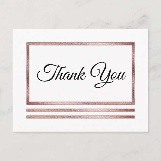 ローズゴールド | ホワイトモダンシンプルエレガントサンキュー ポストカード (正面)