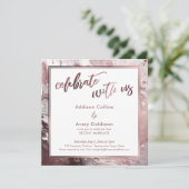 ローズゴールド & ホワイト大理石 お祝いに参加しよう 招待状 (スタンド正面)