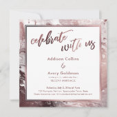 ローズゴールド & ホワイト大理石 お祝いに参加しよう 招待状 (正面)