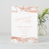ローズゴールド ホワイト大理石 オーダーメイド ブライズト 招待状 (スタンド正面)