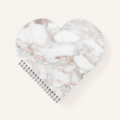 ローズゴールド ホワイト大理石 テンプレート ハート型 ノートブック (正面)