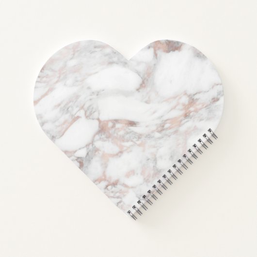 ローズゴールド ホワイト大理石 テンプレート ハート型 ノートブック (裏面)