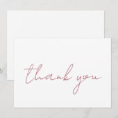 ローズゴールド ホワイト エレガント モダン プレーン ハンドライティング サンキューカード (正面/裏面)