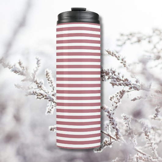 ローズゴールド ホワイト シンプルな水平ストライプ タンブラー
