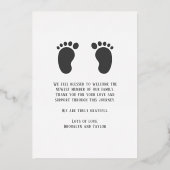 ローズゴールド ホワイト 3 フォト ハロー ベイビー ニューボーン バースデー 箔招待状 (裏面)