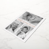 ローズゴールド ホワイト 3 フォト ハロー ベイビー ニューボーン バースデー 箔招待状 (回転した状態)