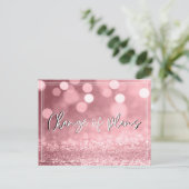 ローズゴールド ボケ 計画変更 ウェディングアップデート ポストカード (スタンド正面)