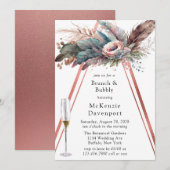 ローズゴールド ボヘミアンフラワー トライアングル ブランシュ&バブルリー 招待状 (正面/裏面)