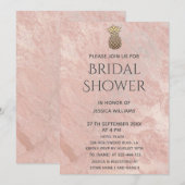 ローズゴールド マーブル ゴールド パイナップル ブライダルシャワー 招待状 (正面/裏面)