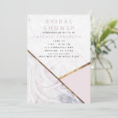 ローズゴールド マーブル スワール ブラッシュ ピンク ブライダル シャワー 招待状 (スタンド正面)