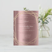 ローズゴールド マーブル 婚礼 誕生日 ポリゴナル フレーム 招待状 (スタンド正面)