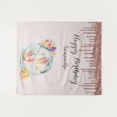 ローズゴールド マーメイド バースデー 背景 フォトブース タペストリー (正面(横))