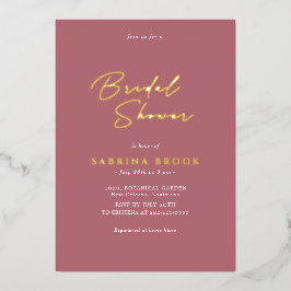 ローズゴールド |ミニマシンプルリストブライダルシャワー 箔招待状