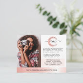 ローズゴールド ミニマリスト フォトグラファー マーケティング フォト ポストカード (スタンド正面)