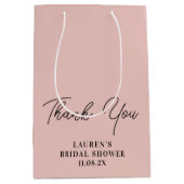 ローズゴールド ミニマリスト ブライダルシャワー サンクス ミディアムペーパーバッグ (正面)