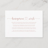 ローズゴールド ミニマル カリグラフィー ハニームーン ウィッシュ エンクロージャーカード (正面)