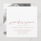 ローズゴールド ミニマル スクリプト 現代の写真 ウェディング 招待状 (正面/裏面)