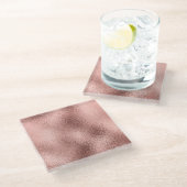 ローズゴールド メタリック:ヴィンテージ シャイン ガラスコースター (アングル)