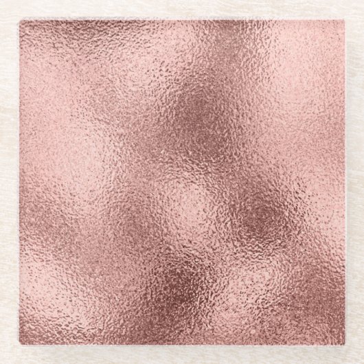 ローズゴールド メタリック:ヴィンテージ シャイン ガラスコースター (正面)