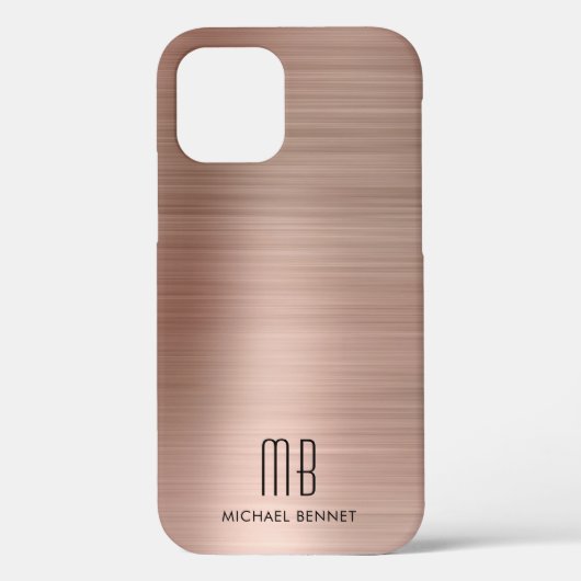 ローズゴールド メタル モノグラム Case-Mate iPhoneケース iPhone 12ケース (裏面)