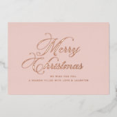 ローズゴールド メリークリスマスカード 箔シーズンカード (正面)