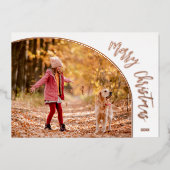 ローズゴールド メリークリスマス スクリプト 箔シーズンカード (正面)