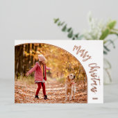 ローズゴールド メリークリスマス スクリプト 箔シーズンカード (立ち正面)