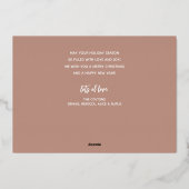 ローズゴールド メリークリスマス スクリプト 箔シーズンカード (裏面)