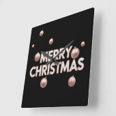 ローズゴールド メリークリスマス - ホリデーデザイン スクエア壁時計 (傾斜)