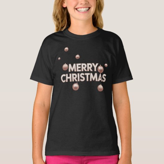 ローズゴールド メリークリスマス - ホリデーデザイン Tシャツ (正面)