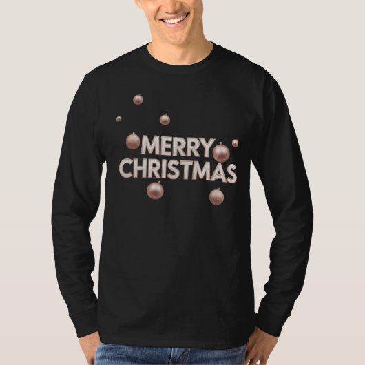 ローズゴールド メリークリスマス - ホリデーデザイン Tシャツ (正面)
