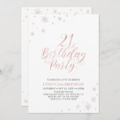 ローズゴールド |モダンタイポグラフィ21歳の誕生日パーティー 招待状 (正面/裏面)