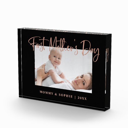 ローズゴールド|モダン初日の母の日を台本にする フォトブロック (右)