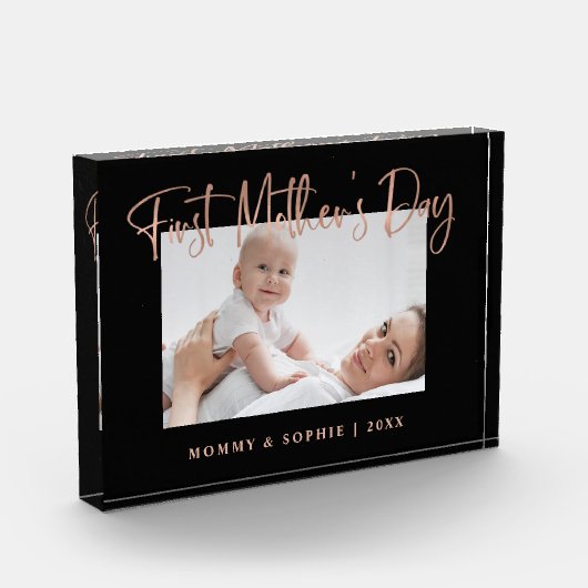 ローズゴールド|モダン初日の母の日を台本にする フォトブロック (左)