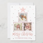 ローズゴールド | モダン Merry Christmas 3の写真 シーズンカード (正面)