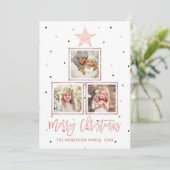 ローズゴールド | モダン Merry Christmas 3の写真 シーズンカード (スタンド正面)