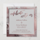 ローズゴールド & ライトグレイ マーブル お祝いに参加しよう 招待状 (正面)