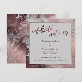 ローズゴールド & ライトグレイ マーブル　私たちと一緒にお祝いを 招待状