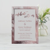 ローズゴールド & ライトグレイ マーブル 私たちと一緒にお祝いを 招待状 (スタンド正面)