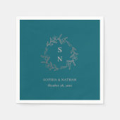 ローズゴールド ラグジュアリー エレガント フラワー スタンダードカクテルナプキン (正面)