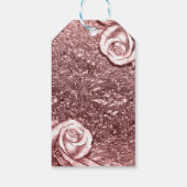 ローズゴールド リキッドクローム メタリック フローラル チックパーティ ギフトタグ (裏面)