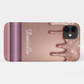 ✨ ローズゴールド リキッドスパークル カスタムネーム ギラギラ Case-Mate iPhoneケース (裏面(横))