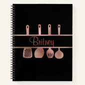 ローズゴールド レシピ クッキングブック  utensils  - 名前入りギフト ノートブック (正面)