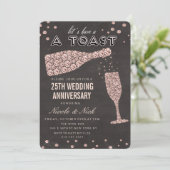 ローズゴールド ワイングラス アニバーサリー ご招待 招待状 (スタンド正面)