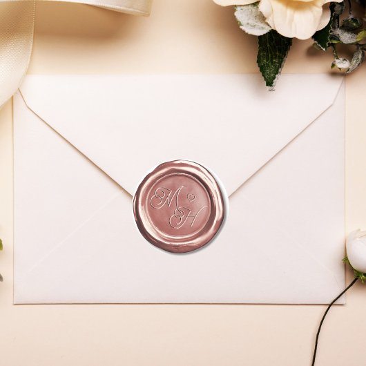 ローズゴールド ヴィンテージイニシャル オーダーメイド ウェディングギフト ラウンドシール