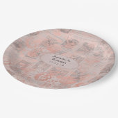 ローズゴールド ヴィンテージ新聞 結婚式 ペーパープレート (アングル)