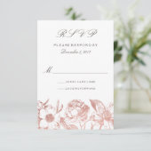 ローズゴールド ヴィンテージ フラワーのRSVPカード 出欠カード (スタンド正面)